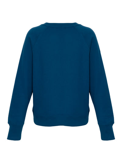 Lurex Athletic Medallion Logo Raglan Crew Neck Pullover (Poseidon)