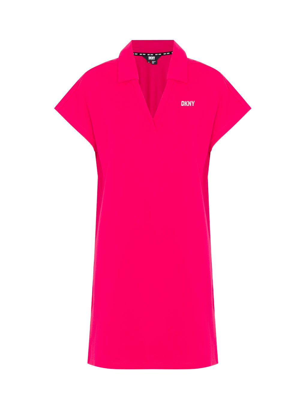 Metallic Bubble Logo Short Sleeve V-Neck Johnny Collar Sneaker Dress (Virtual Pink)