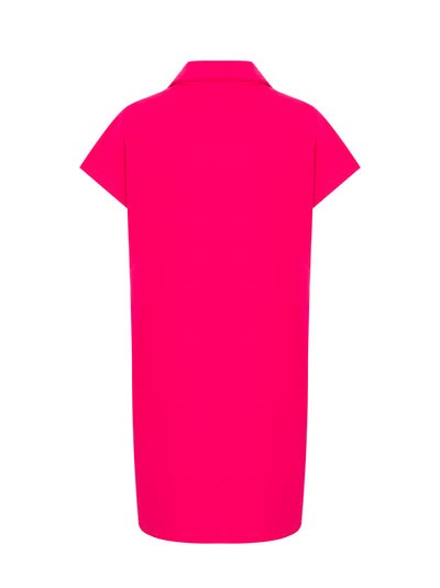 Metallic Bubble Logo Short Sleeve V-Neck Johnny Collar Sneaker Dress (Virtual Pink)