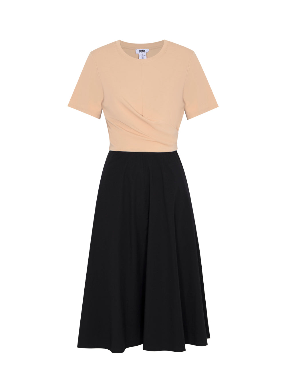 Mixed Media Dress With Wrap (Sandalwood/Black)