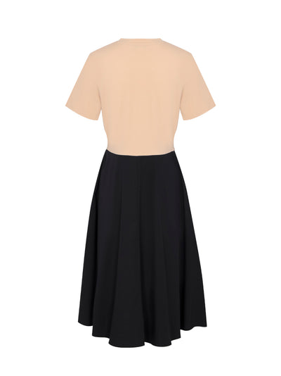 Mixed Media Dress With Wrap (Sandalwood/Black)