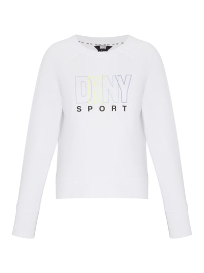 Multi Outline Logo Crew Neck Raglan Sweatshirt (White/Lavender)