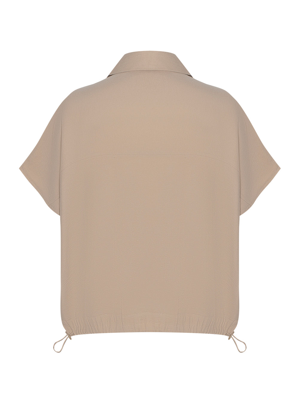 Short Sleeve Drawstring Shirt (Sandalwood)