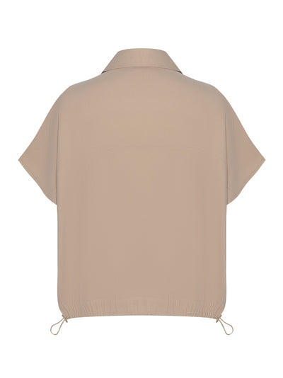 Short Sleeve Drawstring Shirt (Sandalwood)