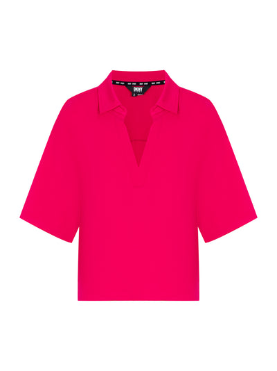 Short Sleeve Johnny Collar Pullover (Virtual Pink)