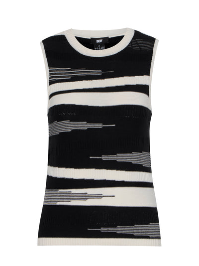 Sleeveless Mix Stich Sweater (Black/Eggnog)