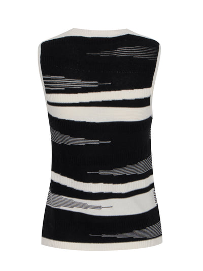 Sleeveless Mix Stich Sweater (Black/Eggnog)