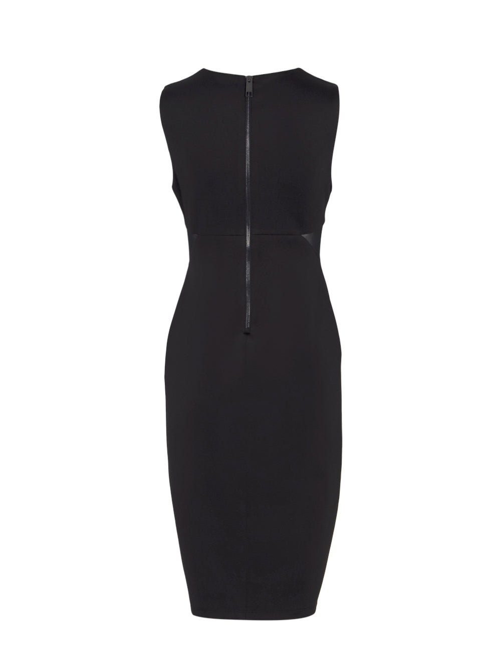 Mesh-Cutout Empire-Waist Sleeveless Dress (Black)