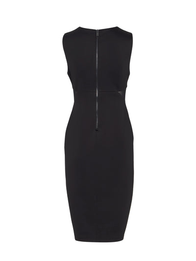 Mesh-Cutout Empire-Waist Sleeveless Dress (Black)