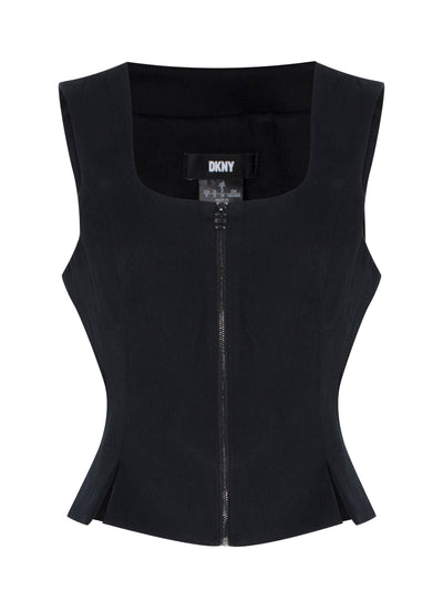 Sleeveless Zip Front Corset (Black)
