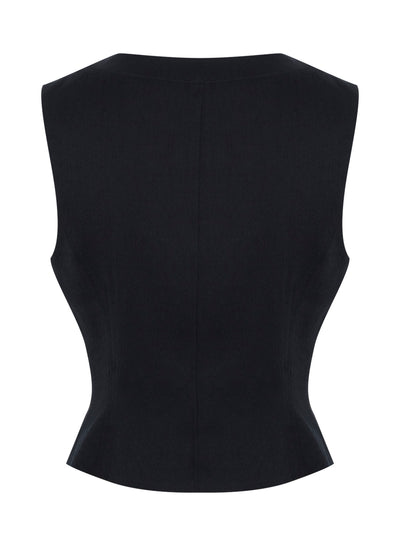 Sleeveless Zip Front Corset (Black)