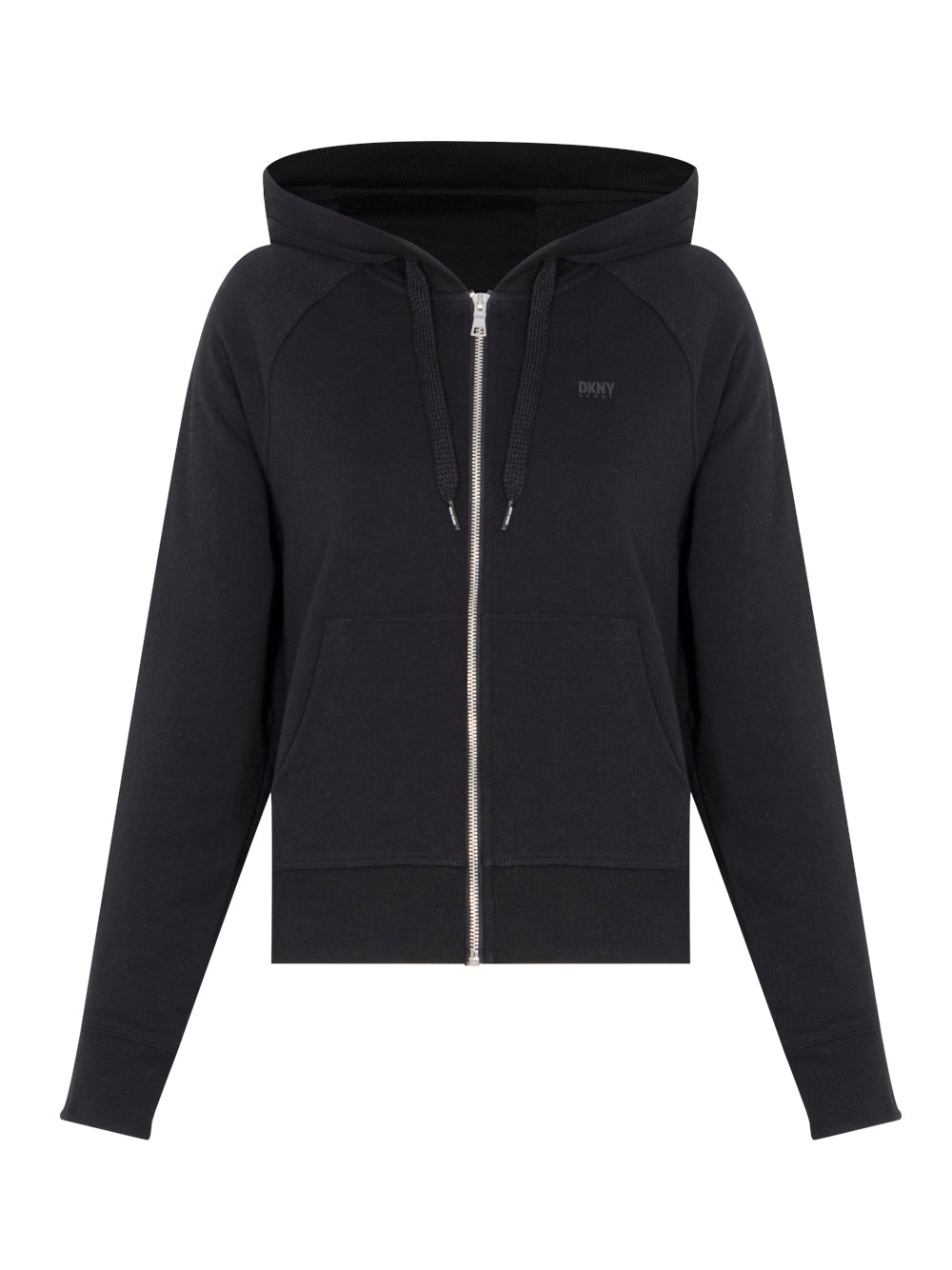 Solid Full Zip Hoodie With Logo (Black)