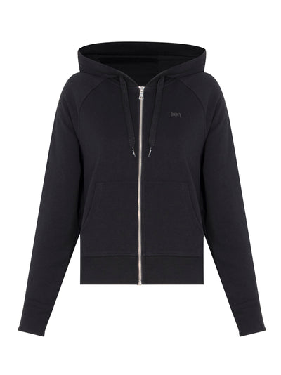 Solid Full Zip Hoodie With Logo (Black)