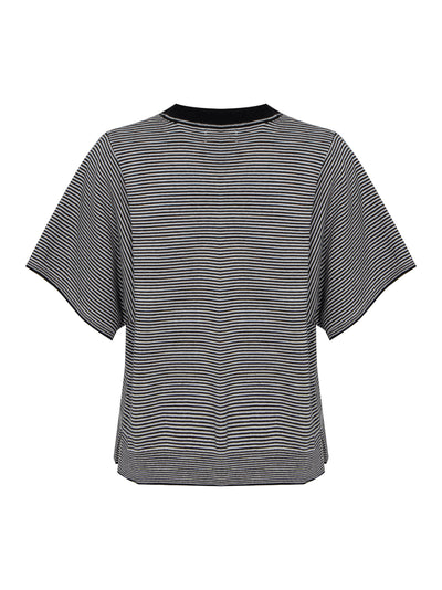 Striped Short Sleeve Cardigan (Black/White)