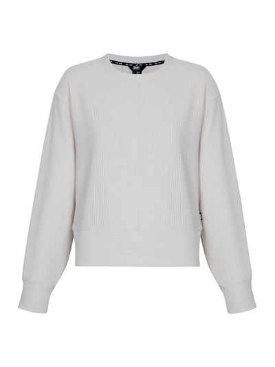 Tech Ottoman Crew Neck Pullover With Seam Detail (Sand)