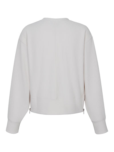 Tech Ottoman Crew Neck Pullover With Seam Detail (Sand)