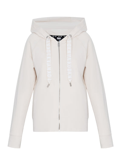 Two Tone Logo Drawcord Zip Hoodie (Sand/Sand)
