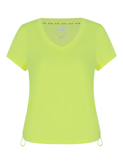 V-Neck Tech Tee With Ruched Side Seams (Zest)