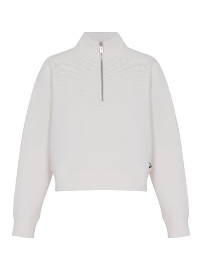 Tech Ottoman Half Zip Funnel Neck Pullover (Sand)