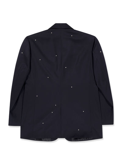 Pearl Embellished Single Breast Blazer Dark Navy