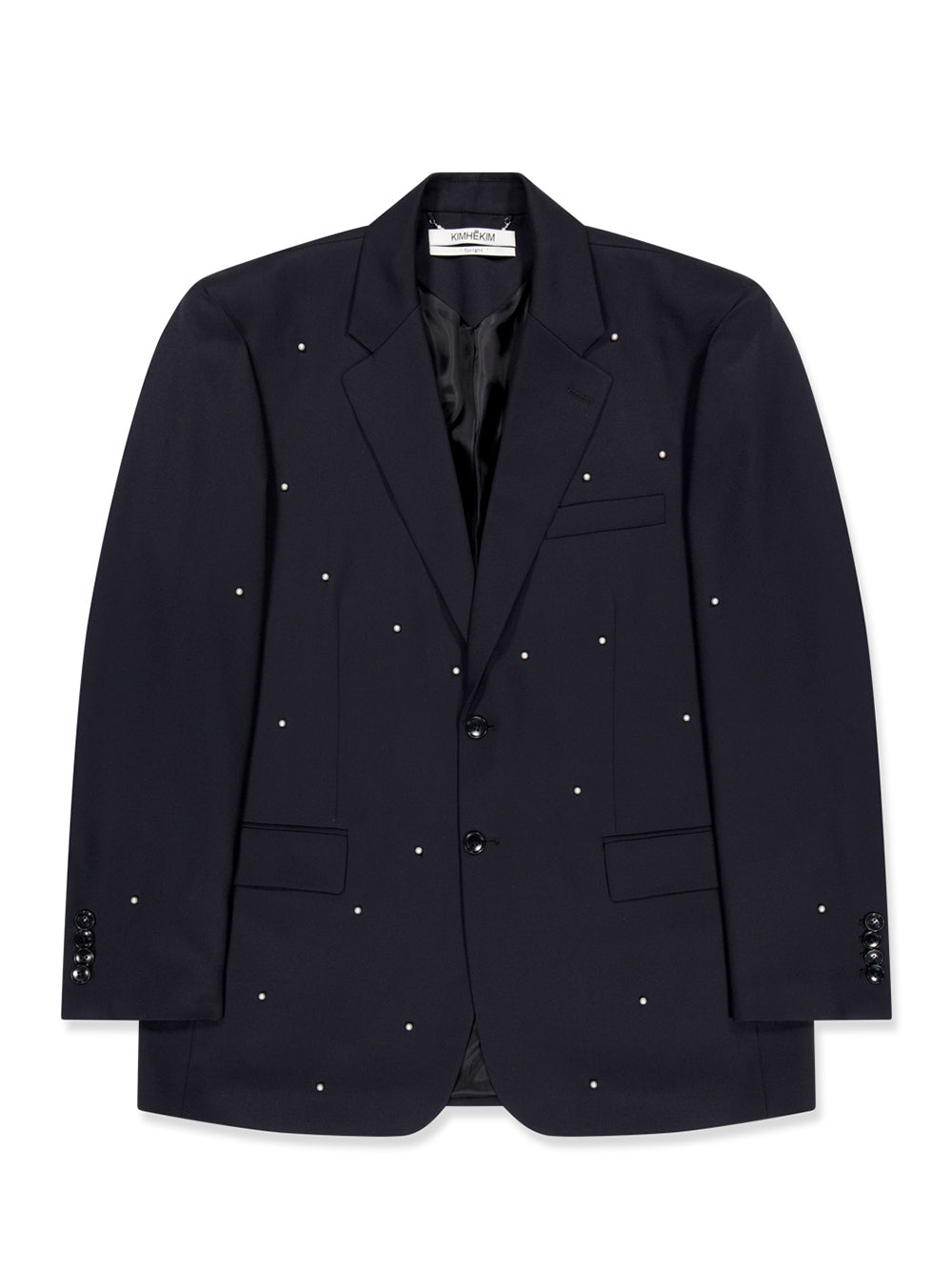 Pearl Embellished Single Breast Blazer Dark Navy