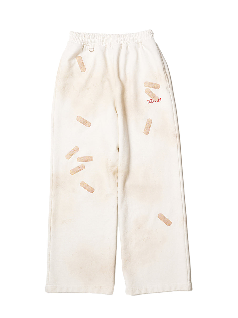 Bandage Embroidery Sweat Pants White