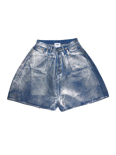 Silver Foil Denim Short (Silver)