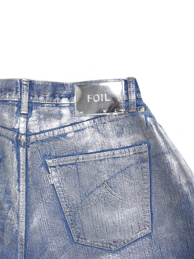 Silver Foil Denim Short (Silver)