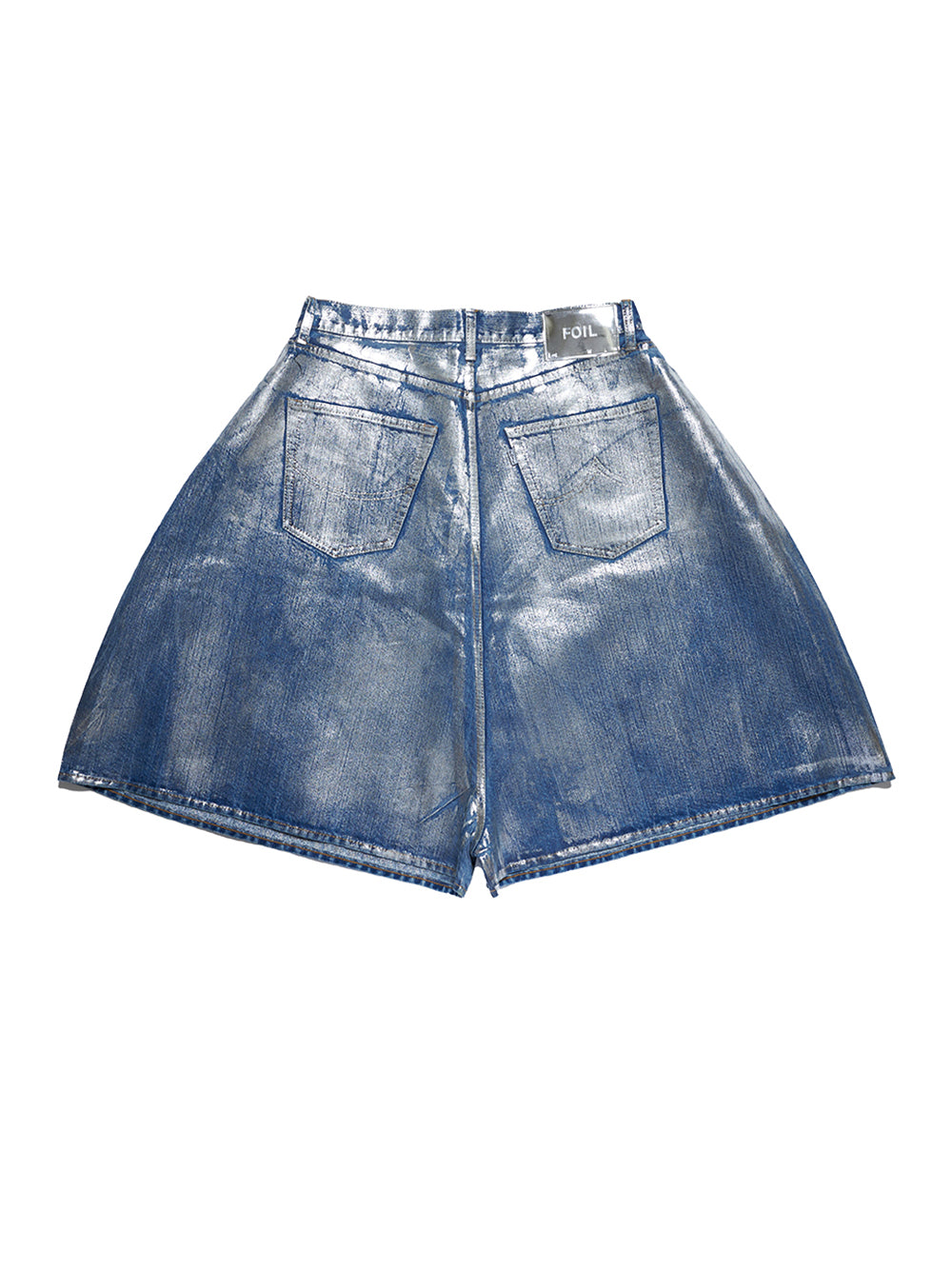 Silver Foil Denim Short (Silver)