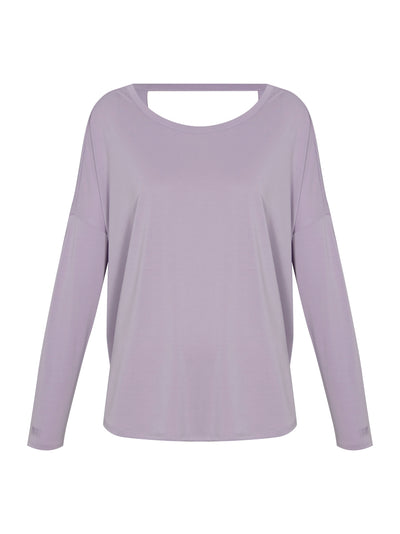 Oversized Long Sleeve Top With Open Back (Lavender)