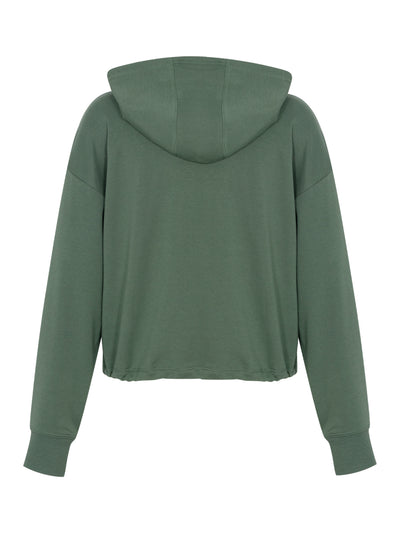 Metallic Bubble Logo Button Front Hoodie W/ Drawcord Duck Green/Silver