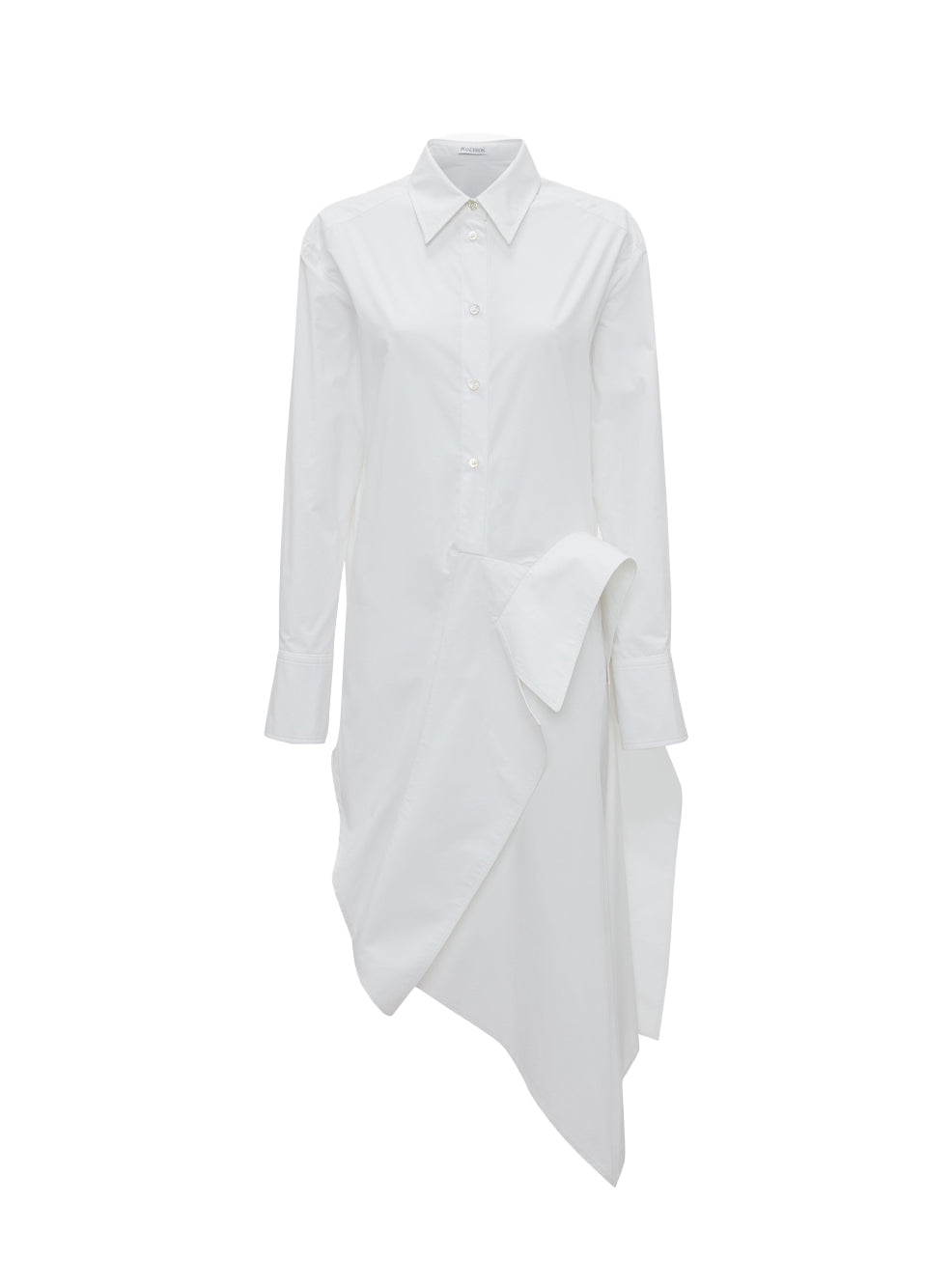 Deconstructed Drape Shirt Dress White