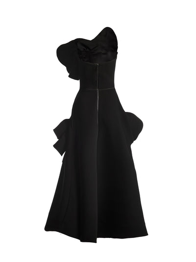 Atonement Ruffle Dress Black/pearls