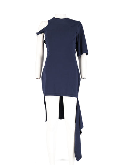 Crossing Drape Tshirt Dress Navy