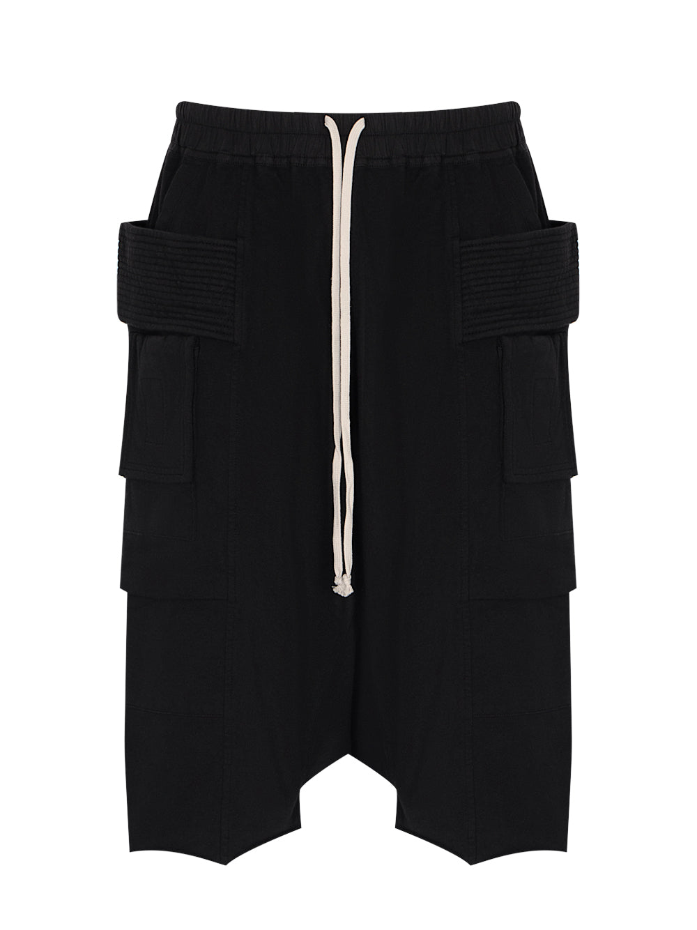 Coated Fringed Bermuda Shorts (Black)