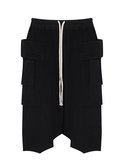 Coated Fringed Bermuda Shorts (Black)