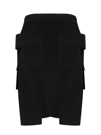 Coated Fringed Bermuda Shorts (Black)