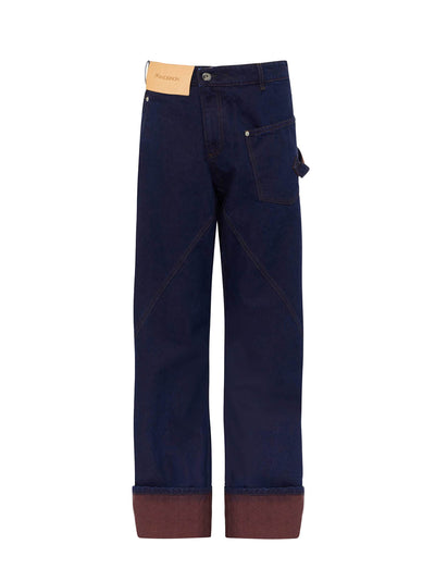 Turn Up Twisted Workwear Jeans Blue/Red