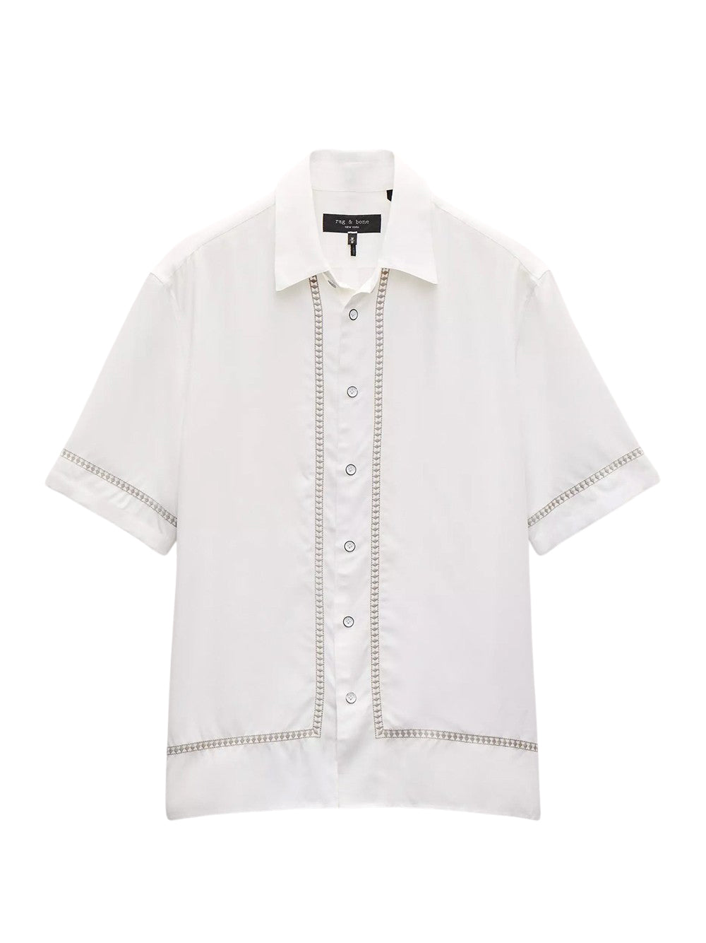 Dalton Embroidered Shirt (White Ezra Stripe)