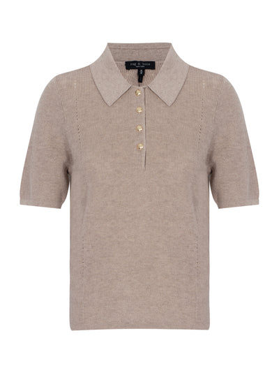 Darcey Cotton Cash Short Sleeve Polo (Dark Taupe)