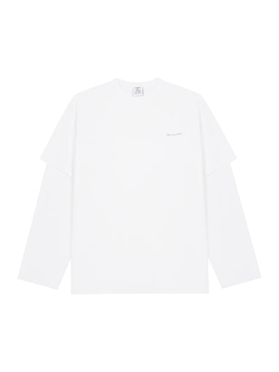 Date Me Please Layered Longsleeve T-Shirt (White)