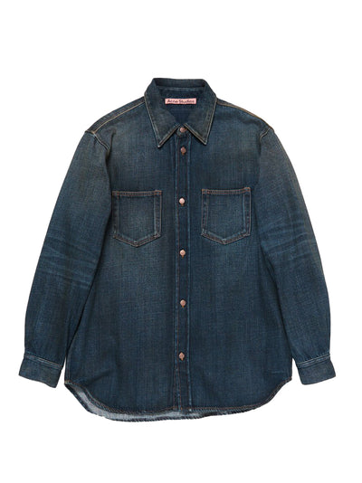 Denim Button-Up Shirt (Dark Blue)