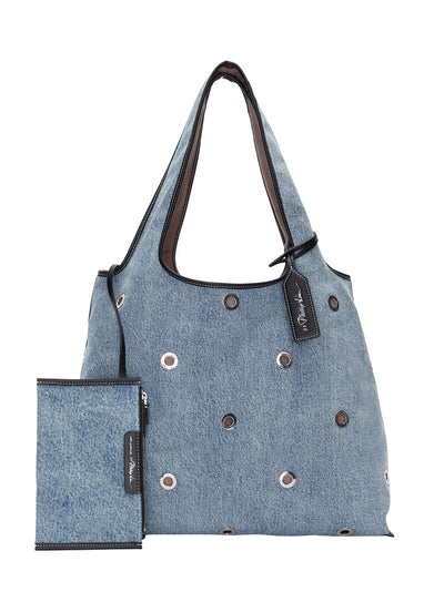 Denim Market Tote With Grommets (Washed Indigo)