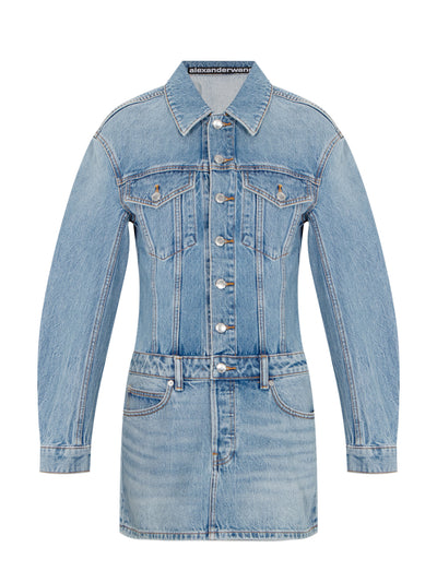 Denim Mini Dress (Vintage Light Indigo)