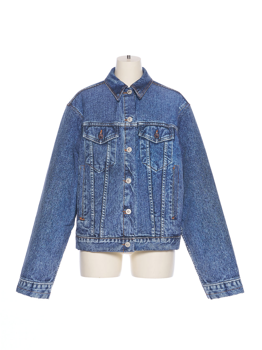 Denim Print Padded Jacket (Blue)