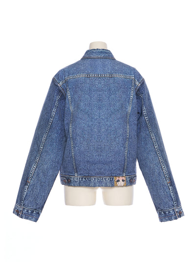 Denim Print Padded Jacket (Blue)