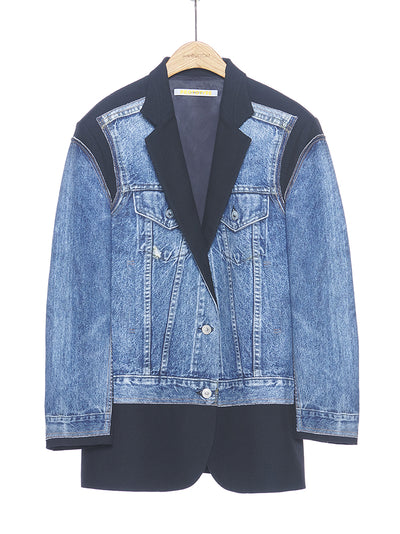 Denim Printed Jacket (Navy/Black)