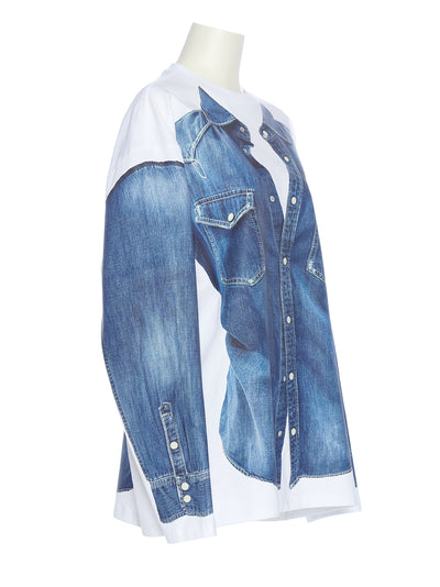 Denim Printed Jersey Top (Blue)