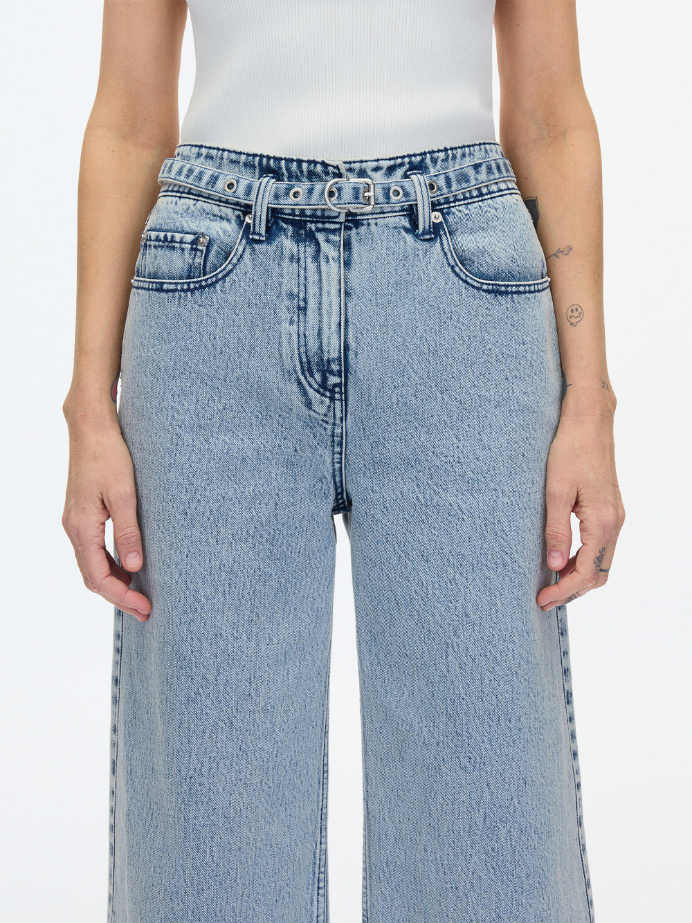 Denim Wide Leg Belted Jean (Malibu Blue)