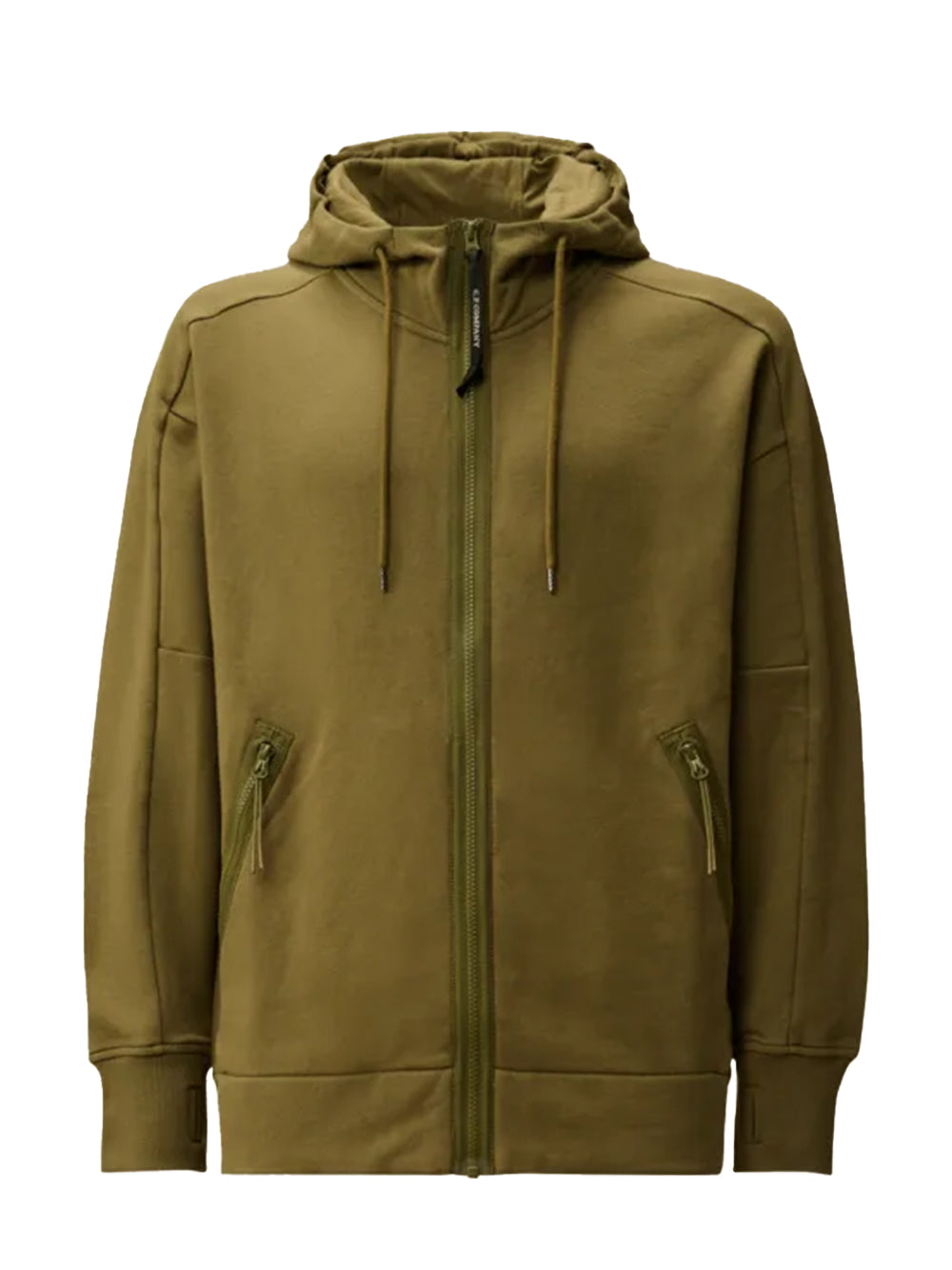 Diagonal Raised Fleece Hooded Lens Sweatshirt (Ivy Green)